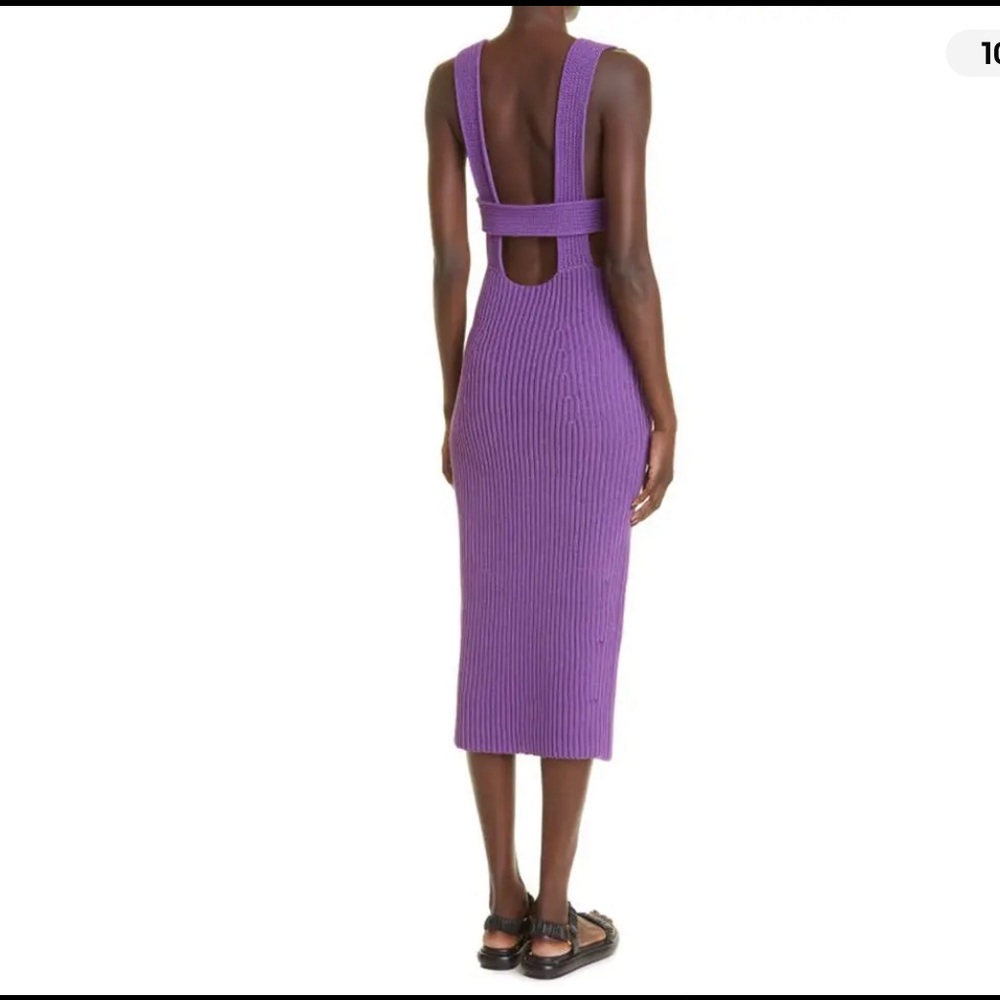 KHAITE New Alessia Plunge Neck Rib Sweater Dress - Picture 8 of 12